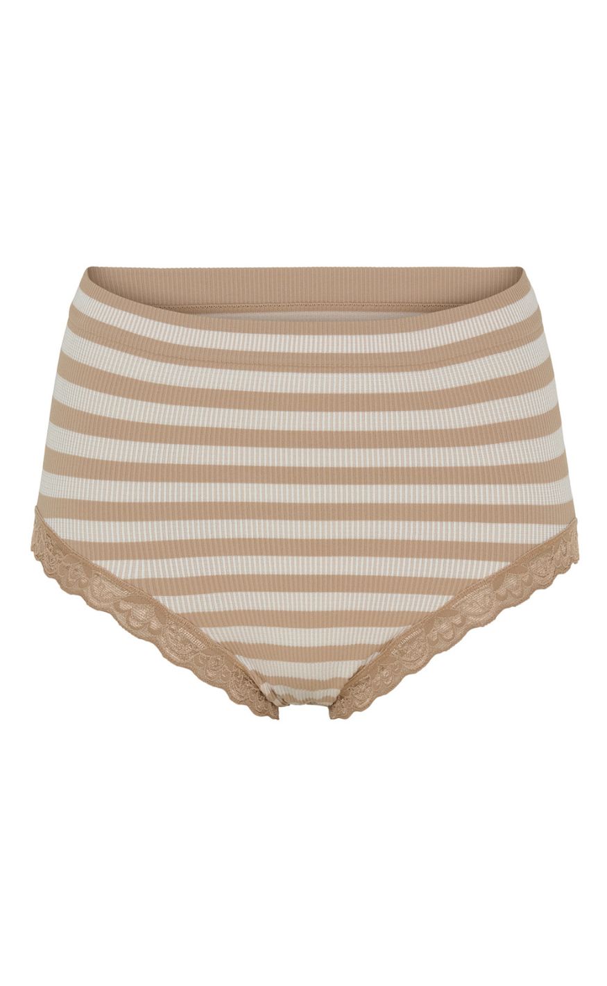 Tim & Simonsen Truse - Isa Stripe Rib Midi Lace - Nudo/Bianco