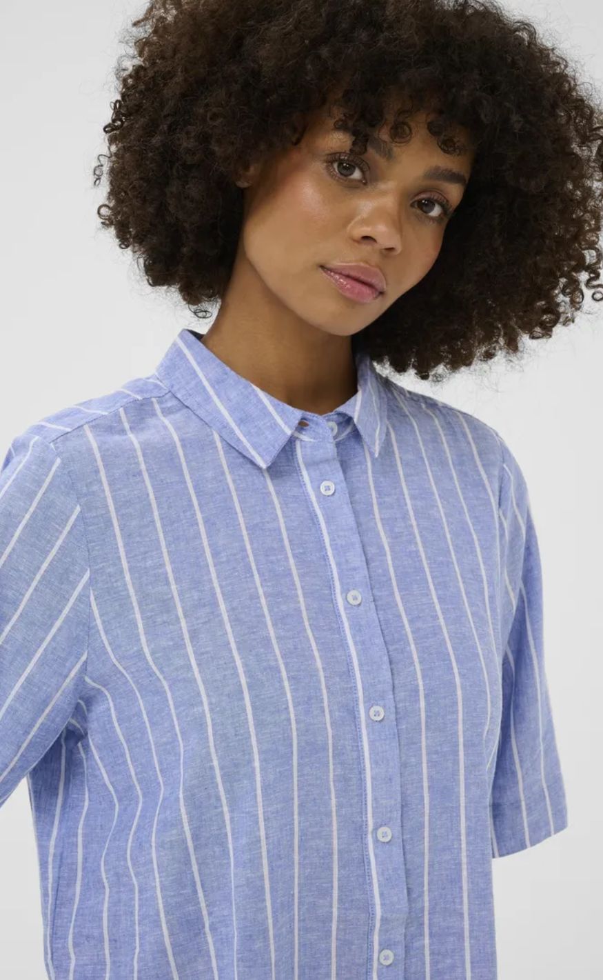 Culture Skjorte - Arletty - Powder Blue/Gardenia Stripe