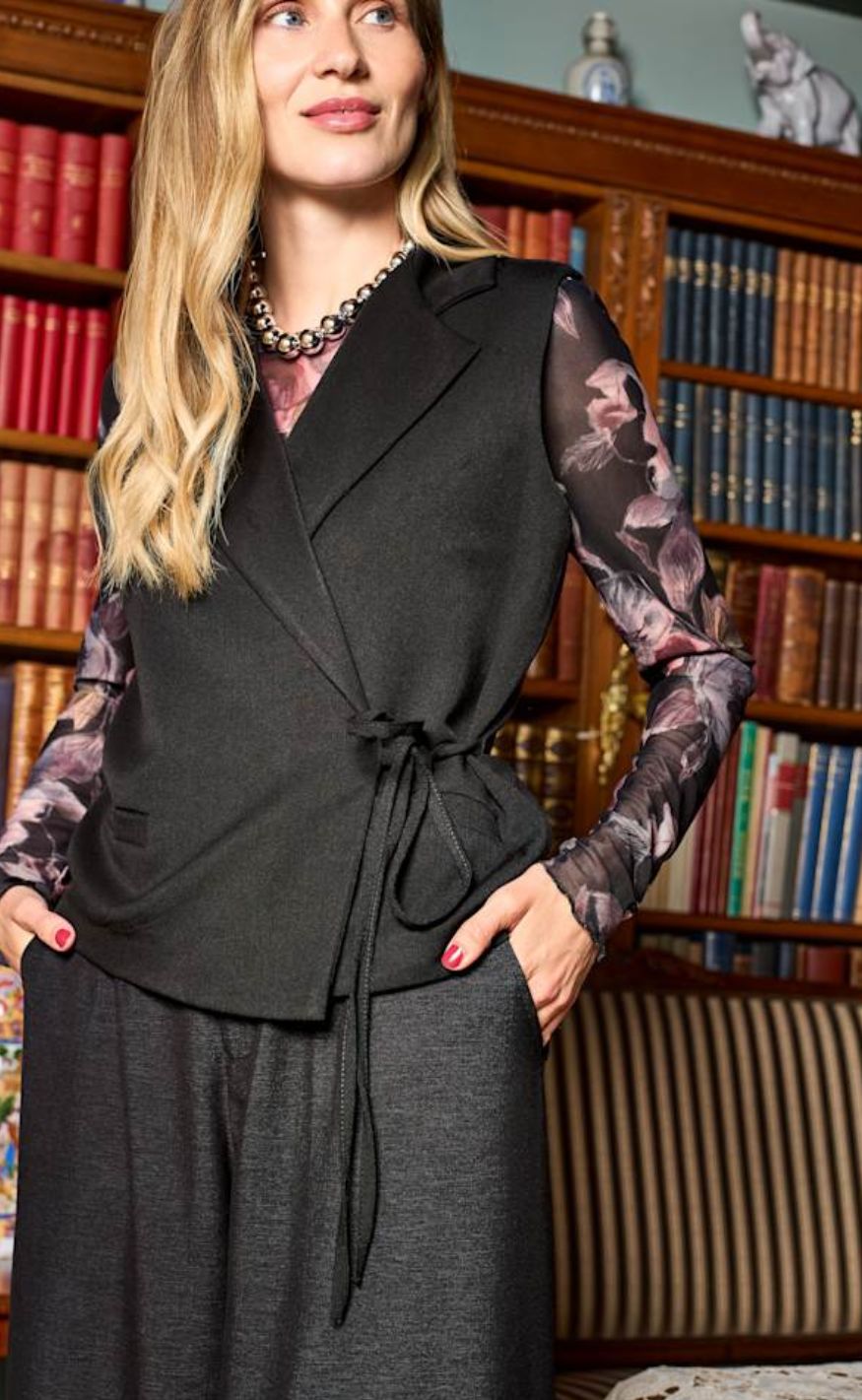 Black Colour Vest - Rena Wrap - Black