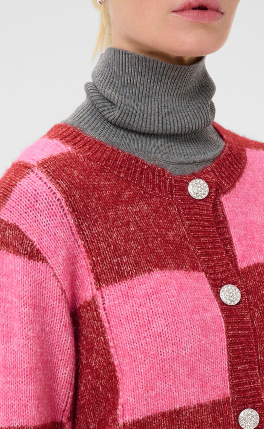 Culture Cardigan - Nimba Kimmy - Rio Red/Pink Check