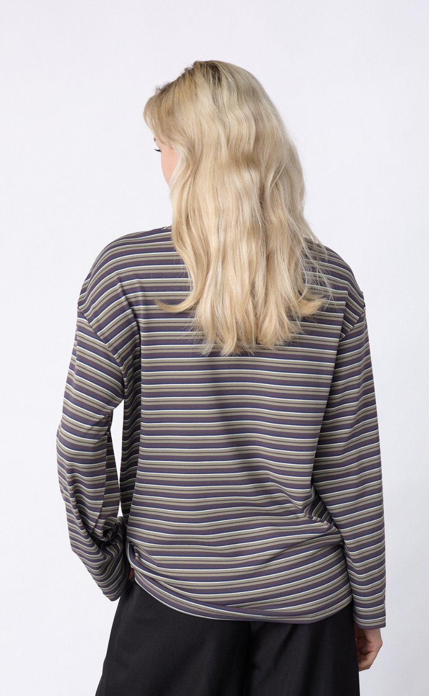 Sisters Point Bluse - ESTHER-LS1 - Berry/Khaki Stripes