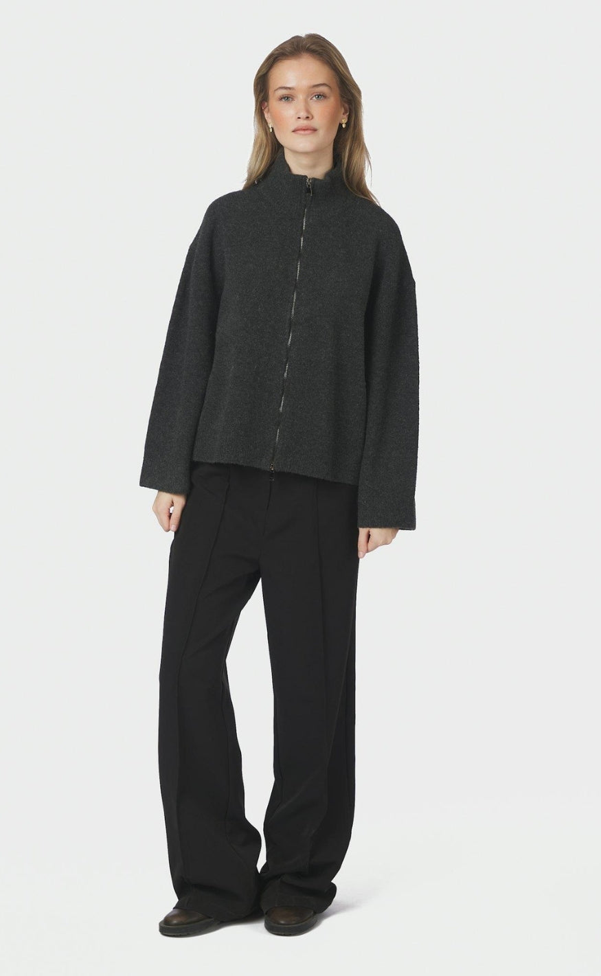Neo Noir Cardigan - Asley Zip - Antracit