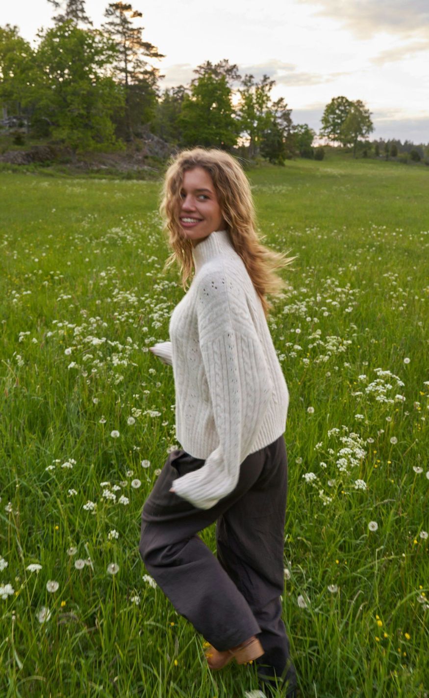 Neo Noir Bluse - Anda Cable Knit - Ivory