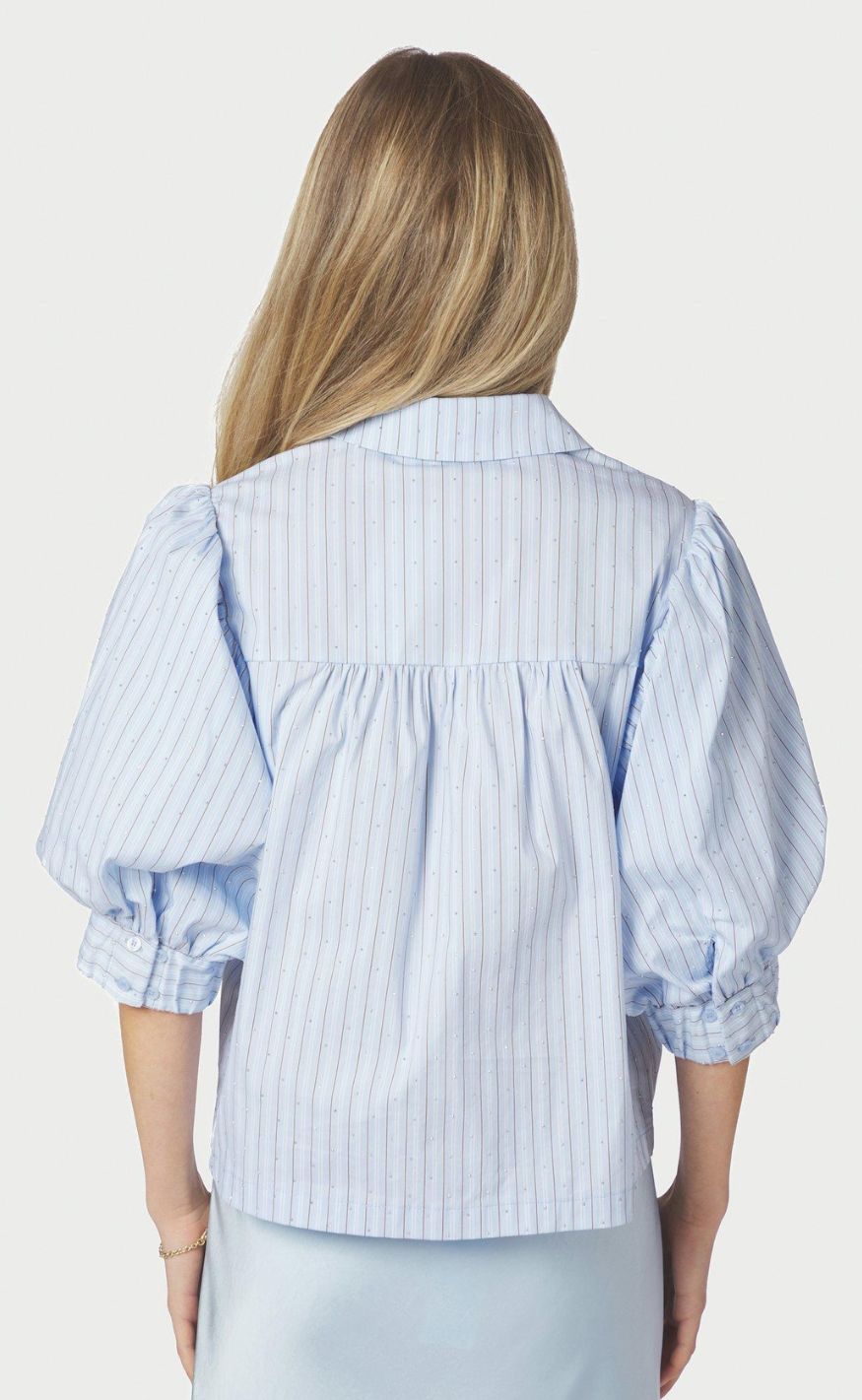 Neo Noir Skjorte - Etta Stripe Stone - Light Blue