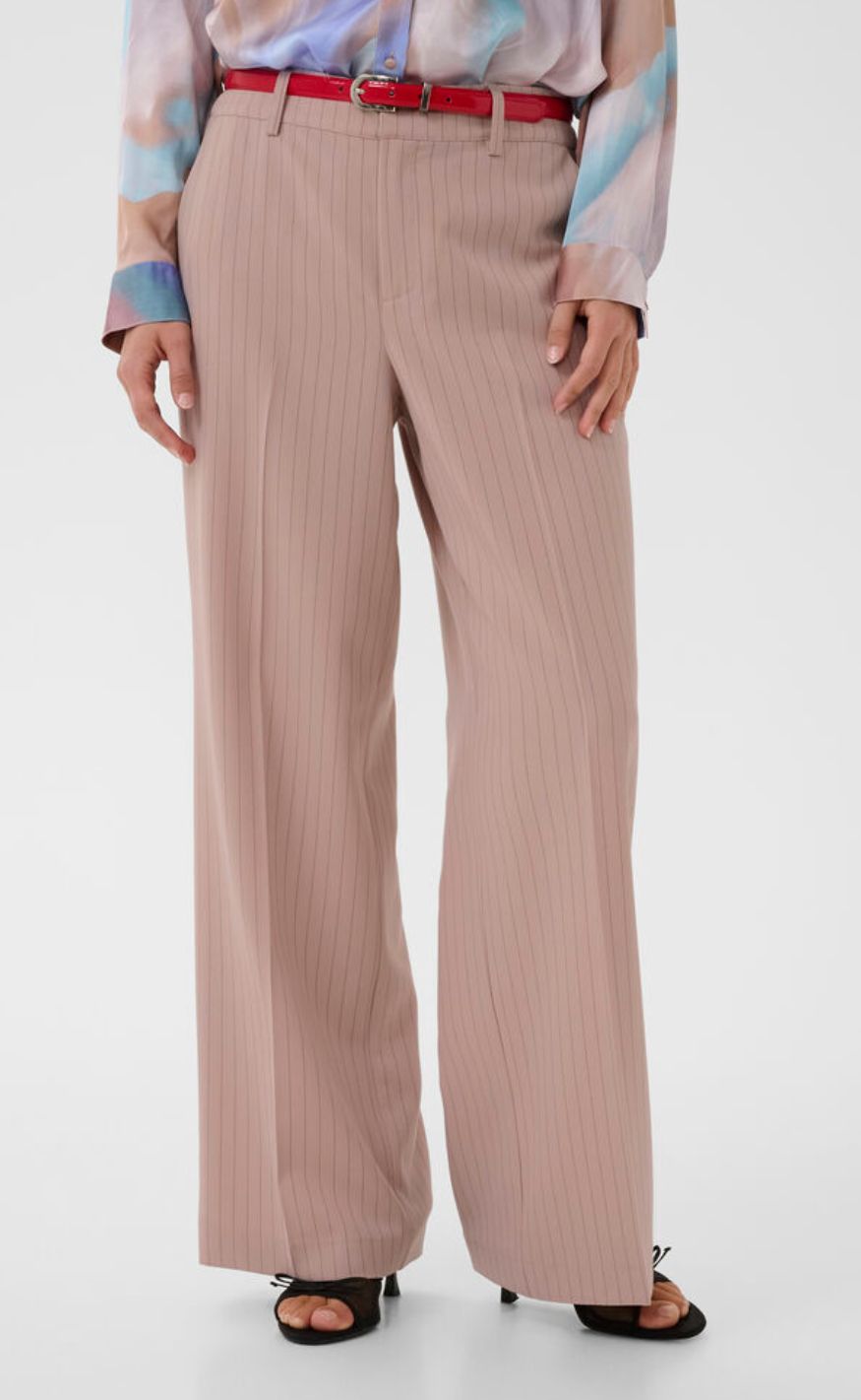 Culture Bukser - Cecilie - Pale Mauve Pinstripe