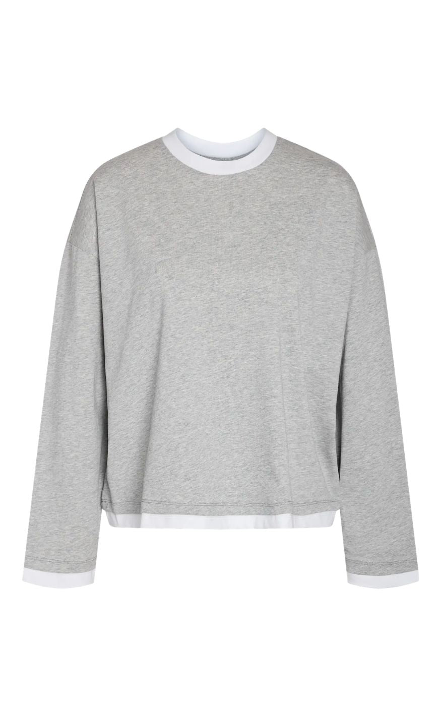 Noisy May Bluse - Ember - Light Grey Melange/White Double