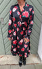 Say INA Copenhagen Kjole - Catja - Black W. Red/Pink Flowers