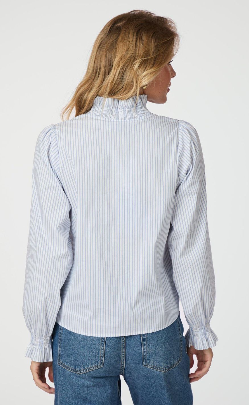 Neo Noir Skjorte - Brielle Stripe - White/Light Blue
