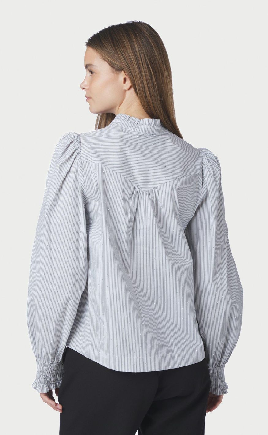 Neo Noir Bluse - Astrida Stripe Stone - White