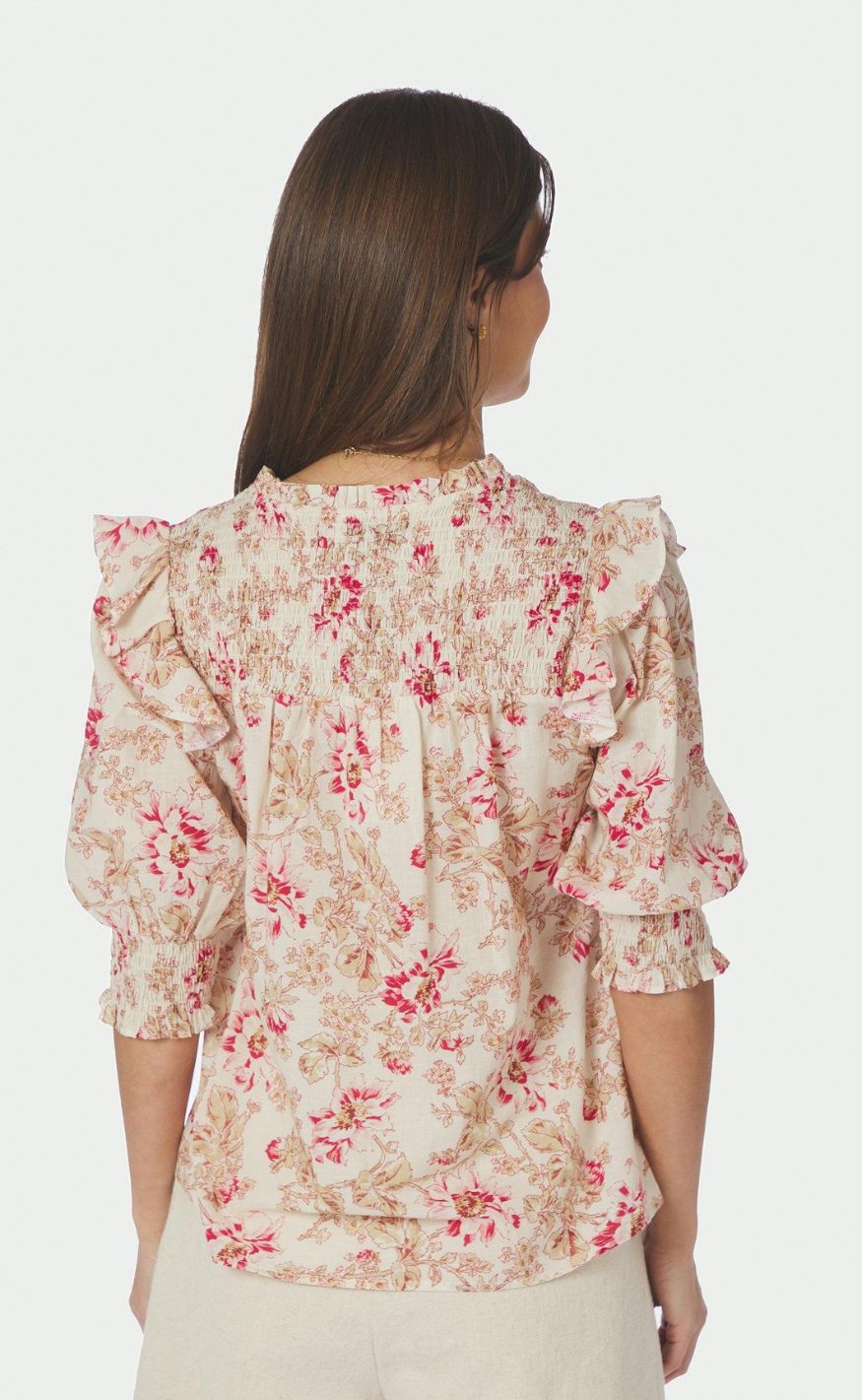 Neo Noir Bluse - Davina Flower - Rose