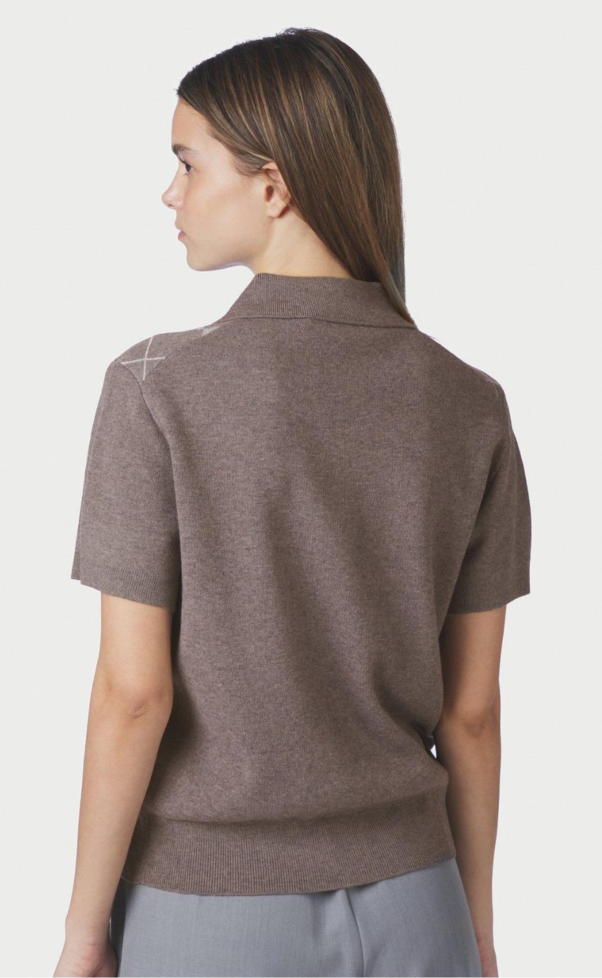 Neo Noir Bluse - Gia Check - Dark Taupe