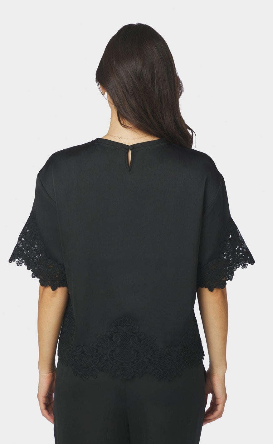 Neo Noir Topp - Elle Heavy Sateen Lace - Black