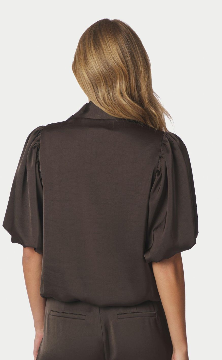 Neo Noir Bluse - Parisa Heavy Sateen - Dark Brown