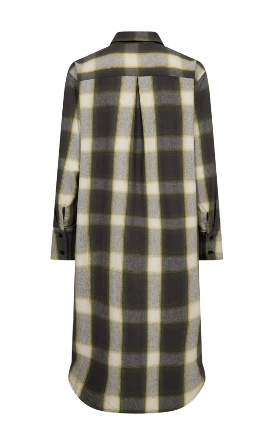 Freequent Kjole - Erino - Dark Grey Mel w. Calliste Green