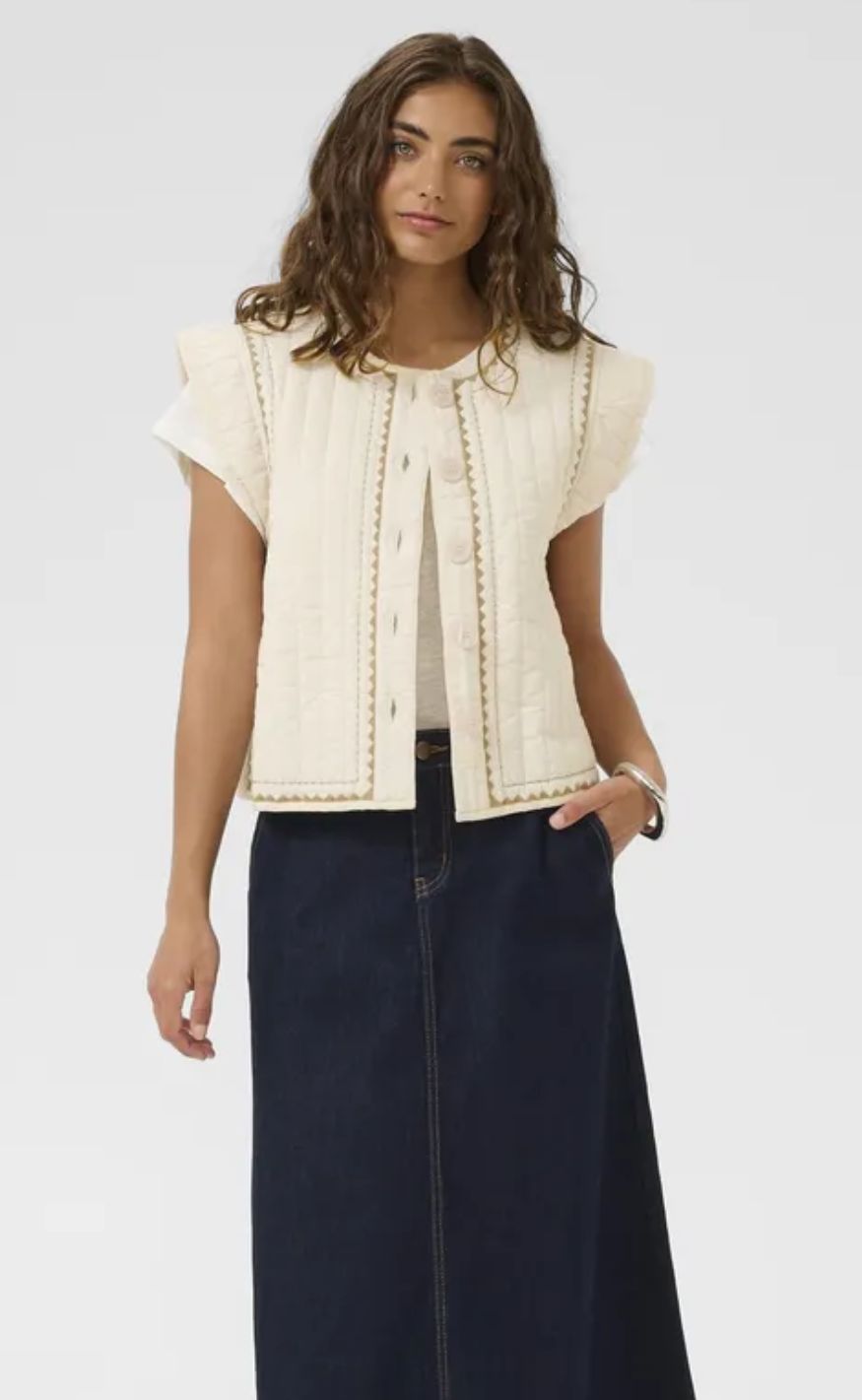 Culture Vest - Berglind Embroidery - Whitecap