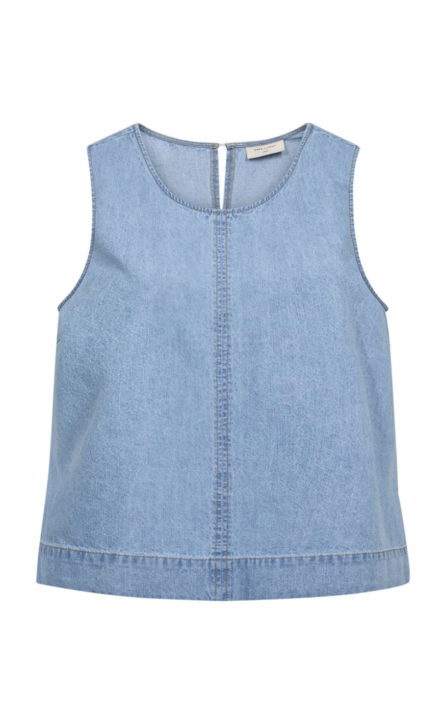 Freequent Topp - Lisea - Light Blue Denim