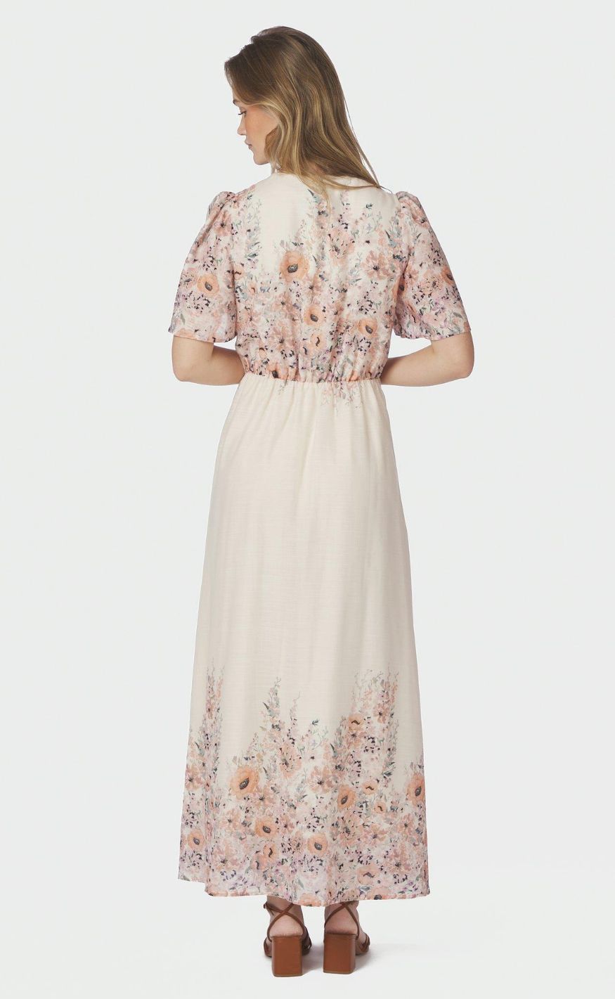 Neo Noir Kjole - Serna Flower Print - Burned Powder