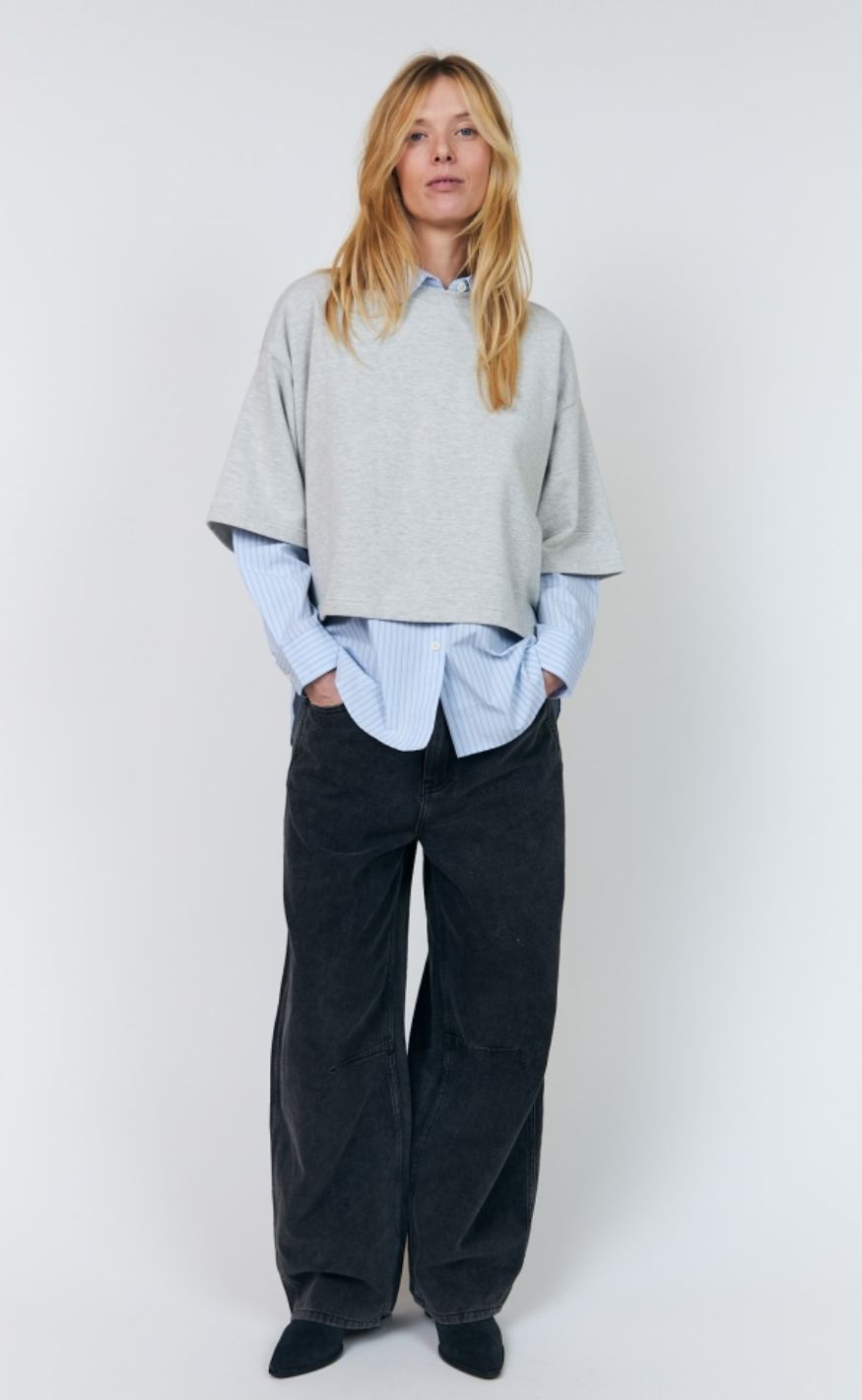 Lollys Laundry Sweatshirt - Dan Boxy - Light Grey Melange