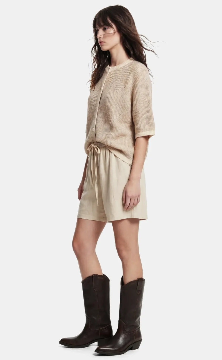 Pieces Cardigan - Jenna SS - Whitecap Gray Greige