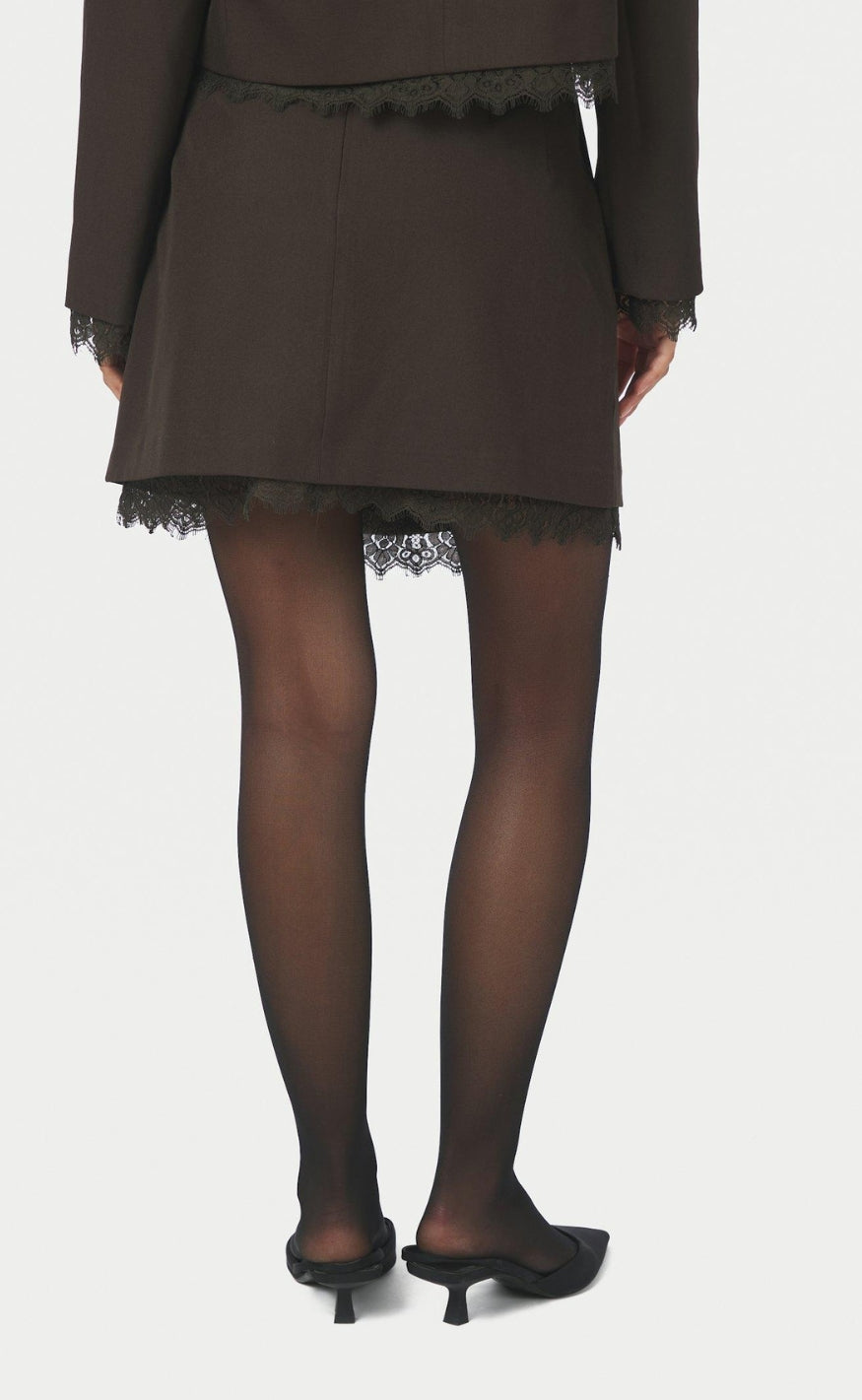 Neo Noir Skjørt - Brigitte Structure Lace - Dark Brown