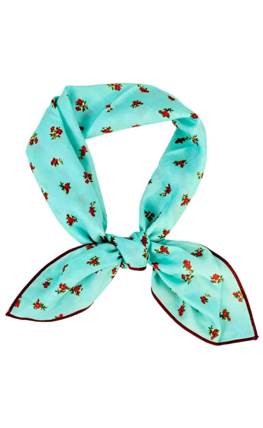Tim & Simonsen Skjerf - Ulrika Cotton - Turquoise-Red Flower