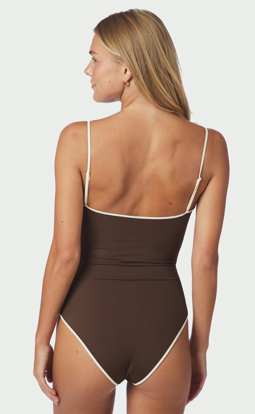 Neo Noir Badedrakt - Felice Solid - Dark Brown/Creme