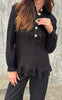 Say INA Copenhagen Bluse - Pia - Black Shimmer W. Gold Buttons
