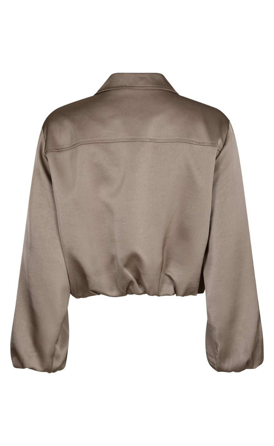 Neo Noir Jakke - Denielle Heavy Sateen - Dark Taupe
