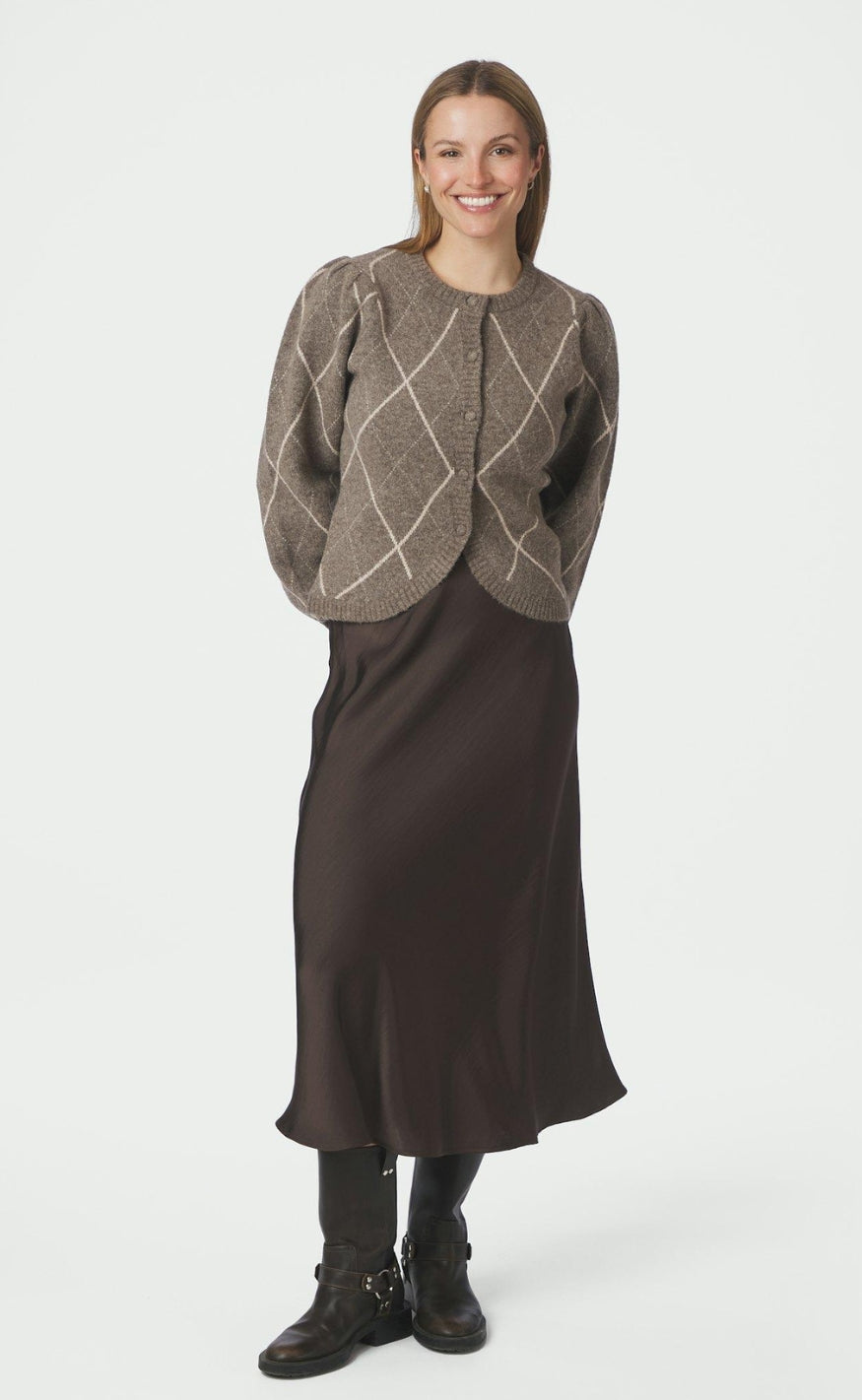 Neo Noir Cardigan - Koteas Check - Taupe