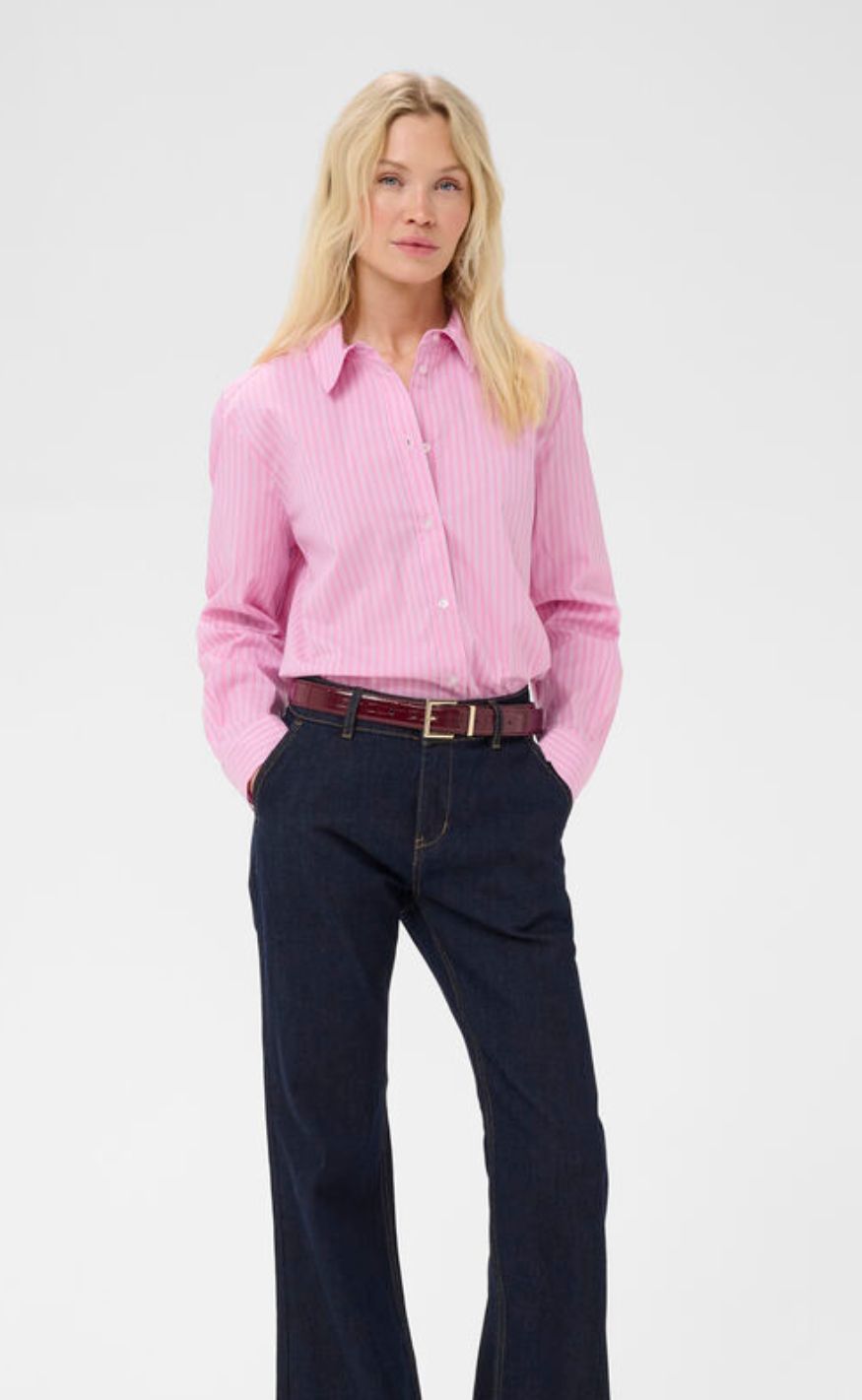 Culture Skjorte - Ebony - Pink Stripe