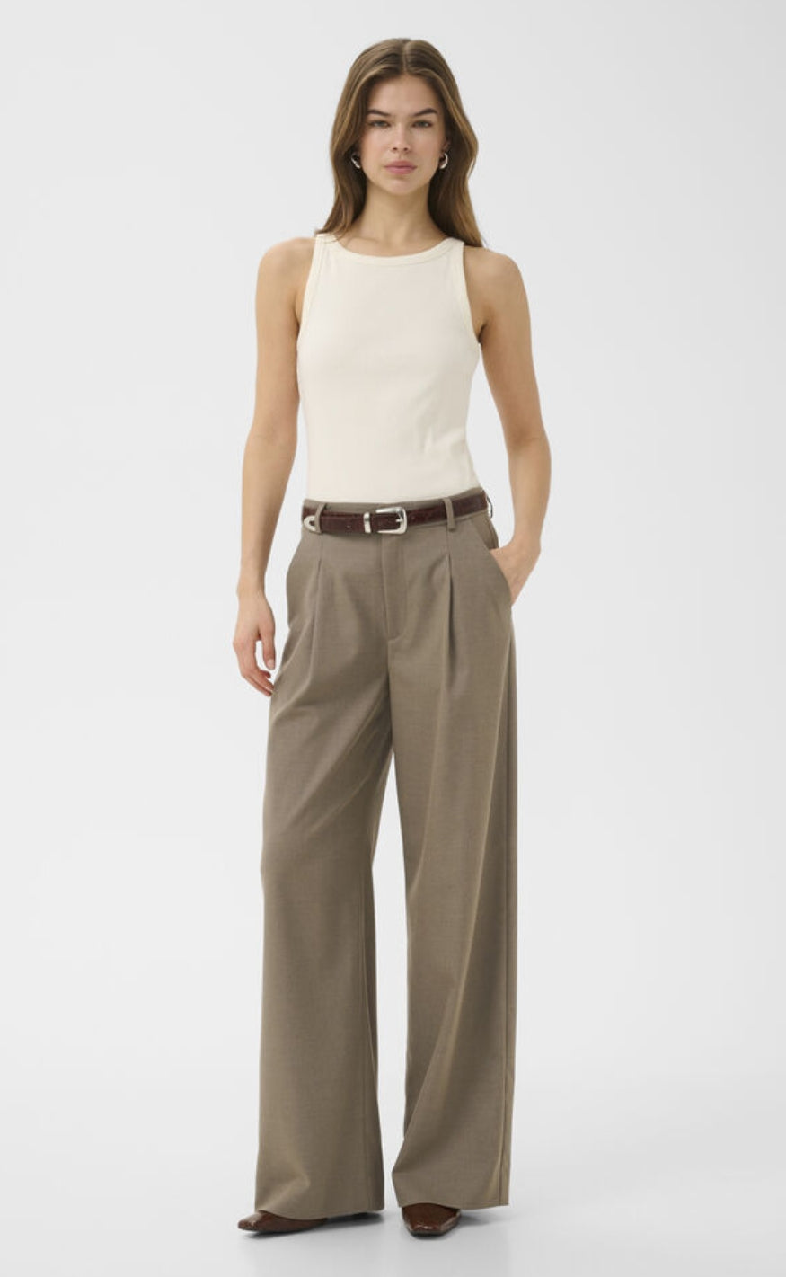 Gestuz Bukser - Paula MW Wide - Dark Timberwolf Melange