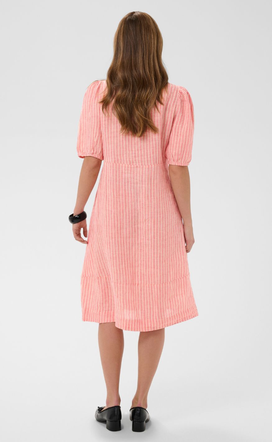 Culture Kjole - Aniela Molly SS - Sugar Coral/Whitecap Stripe