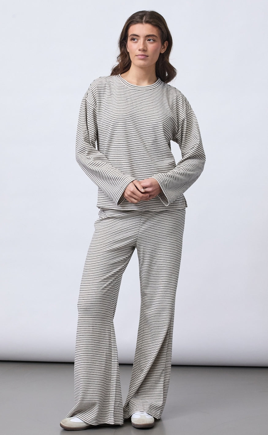 Sisters Point Bluse - VALTE-LS - Fog/Black Stripe