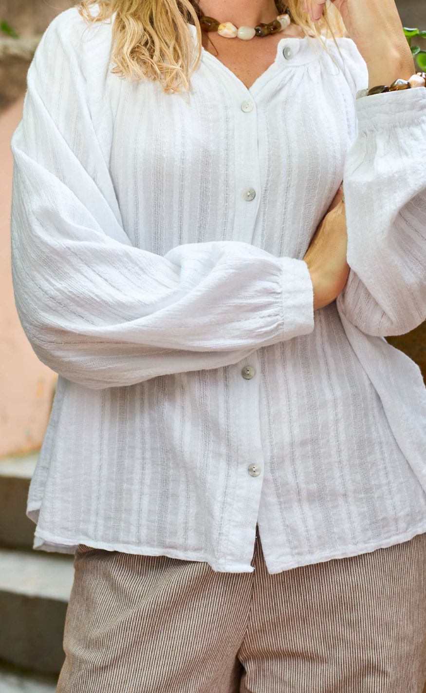 Black Colour Bluse - Emilia - White