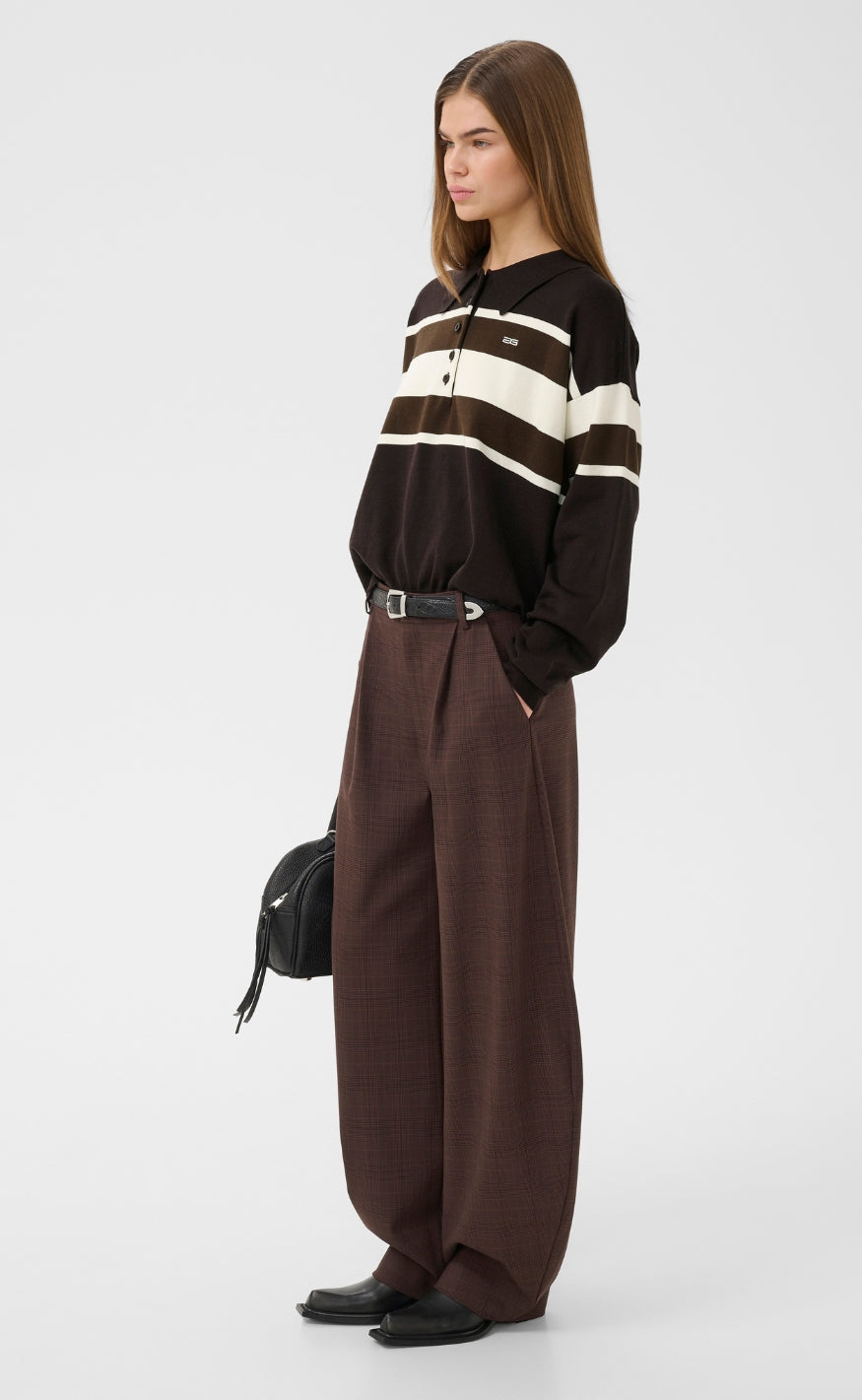 Gestuz Pullover - Silda Polo - Ganache/Slate Black/Egret