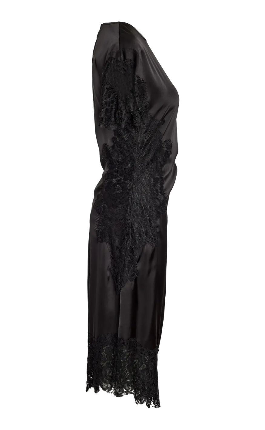Noisy May Kjole - Wren S/S Satin Lace Long - Black