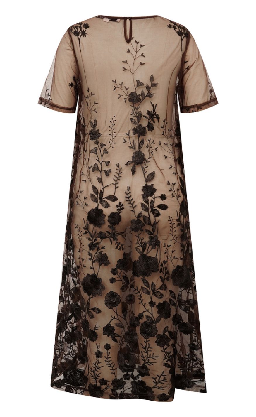 A-View Kjole - Fuchsia Midi - Dark Brown