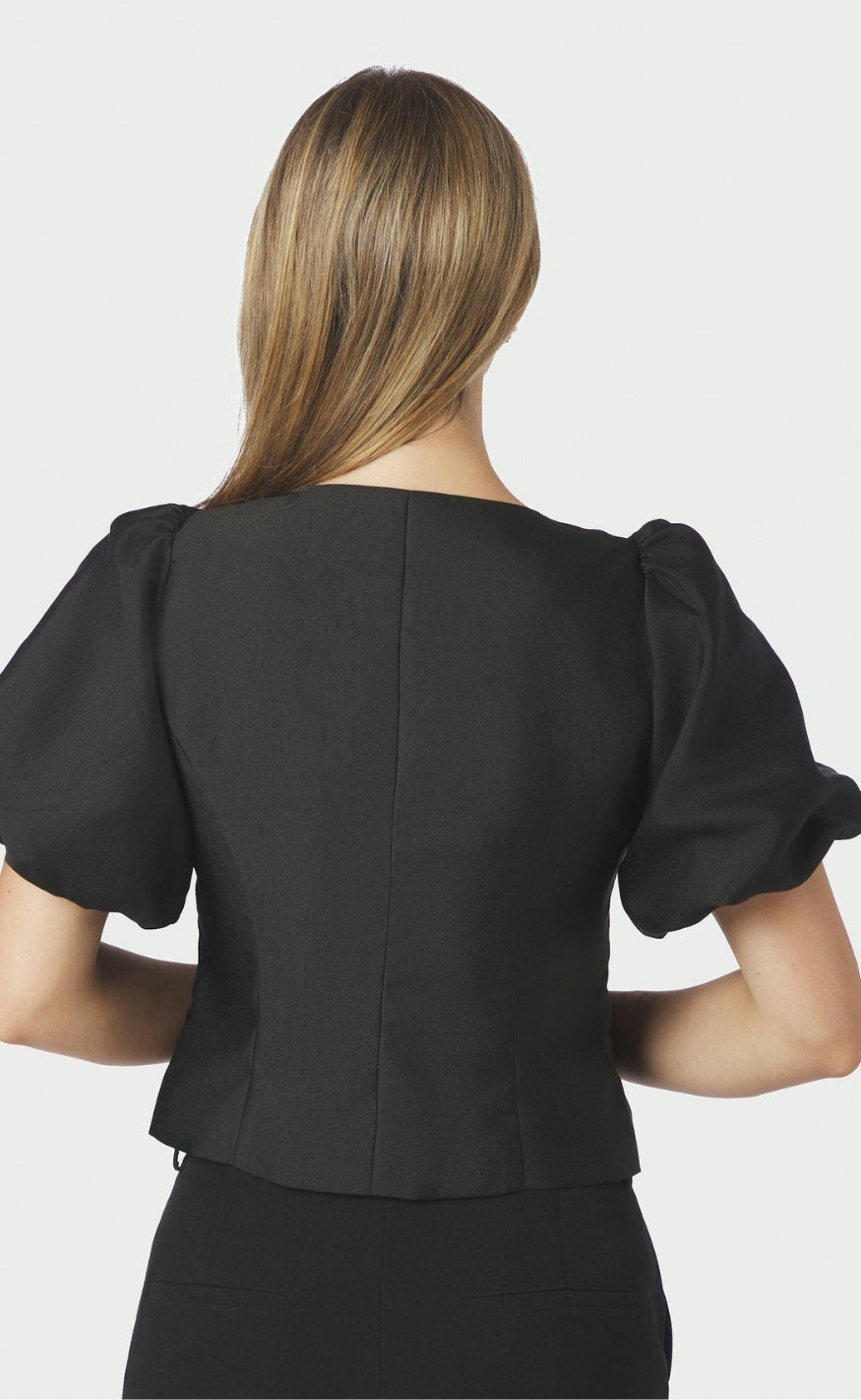 Neo Noir Bluse - Anela Mandarin Dull Satin - Black