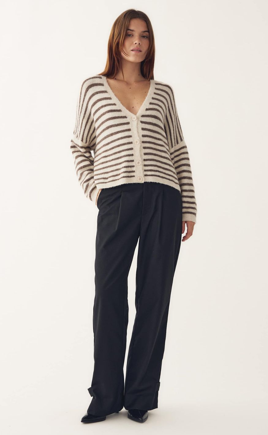 Noella Cardigan - Lindsea - Brown Ivory Stripe