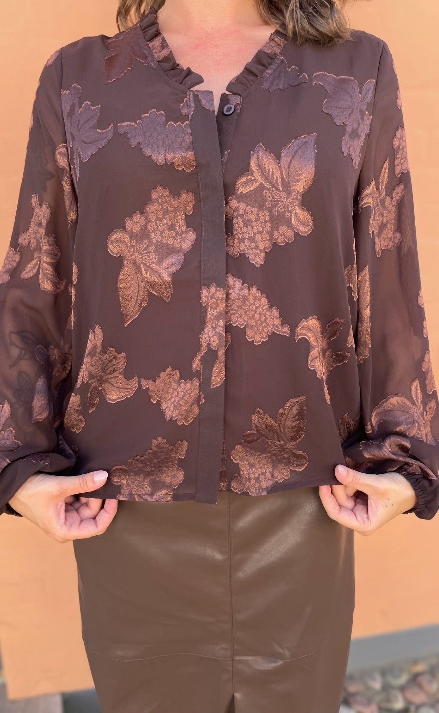 Say INA Copenhagen Bluse - Luna - Brown Flowers