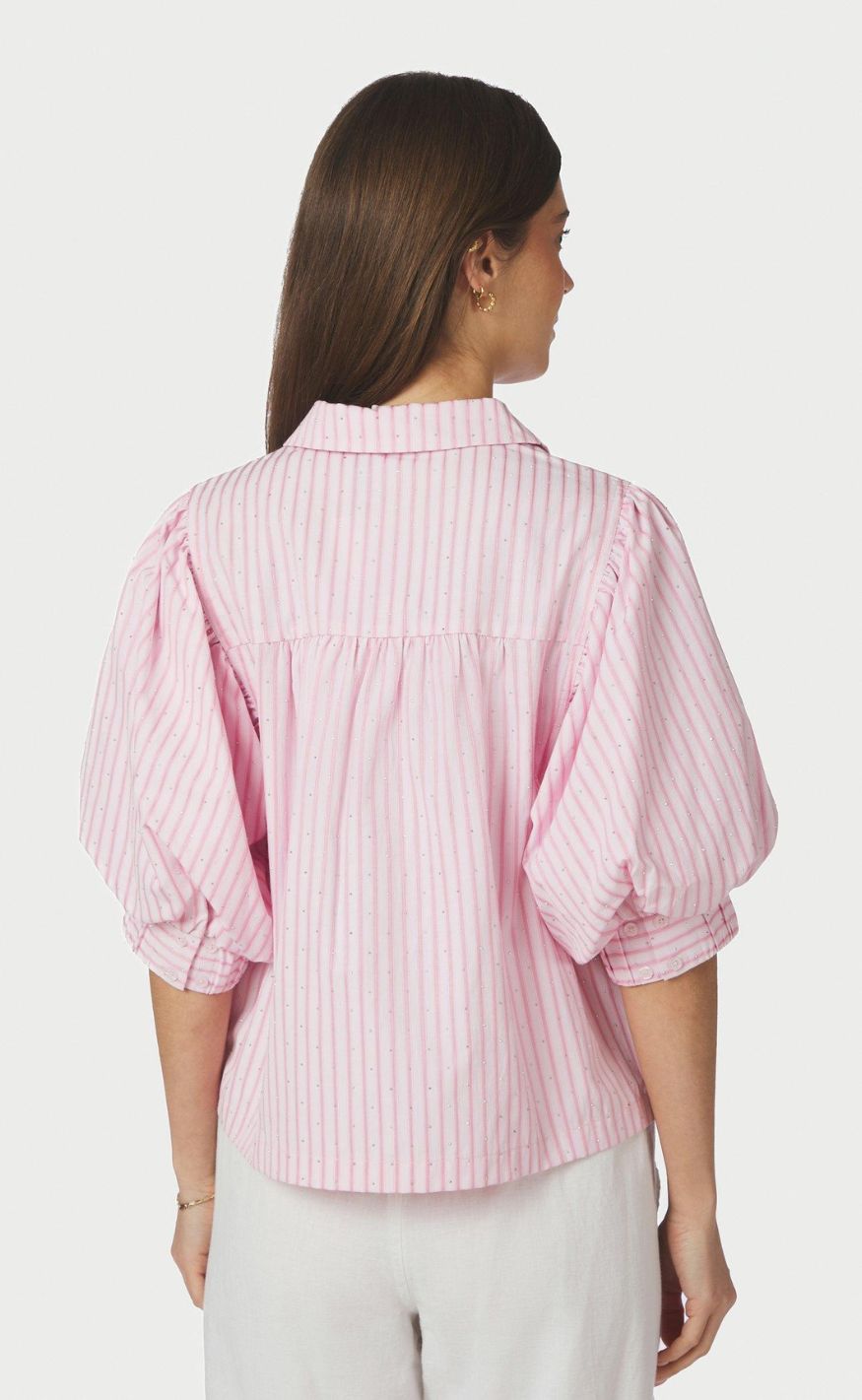 Neo Noir Skjorte - Etta Soft Stripe Stone - Light Pink