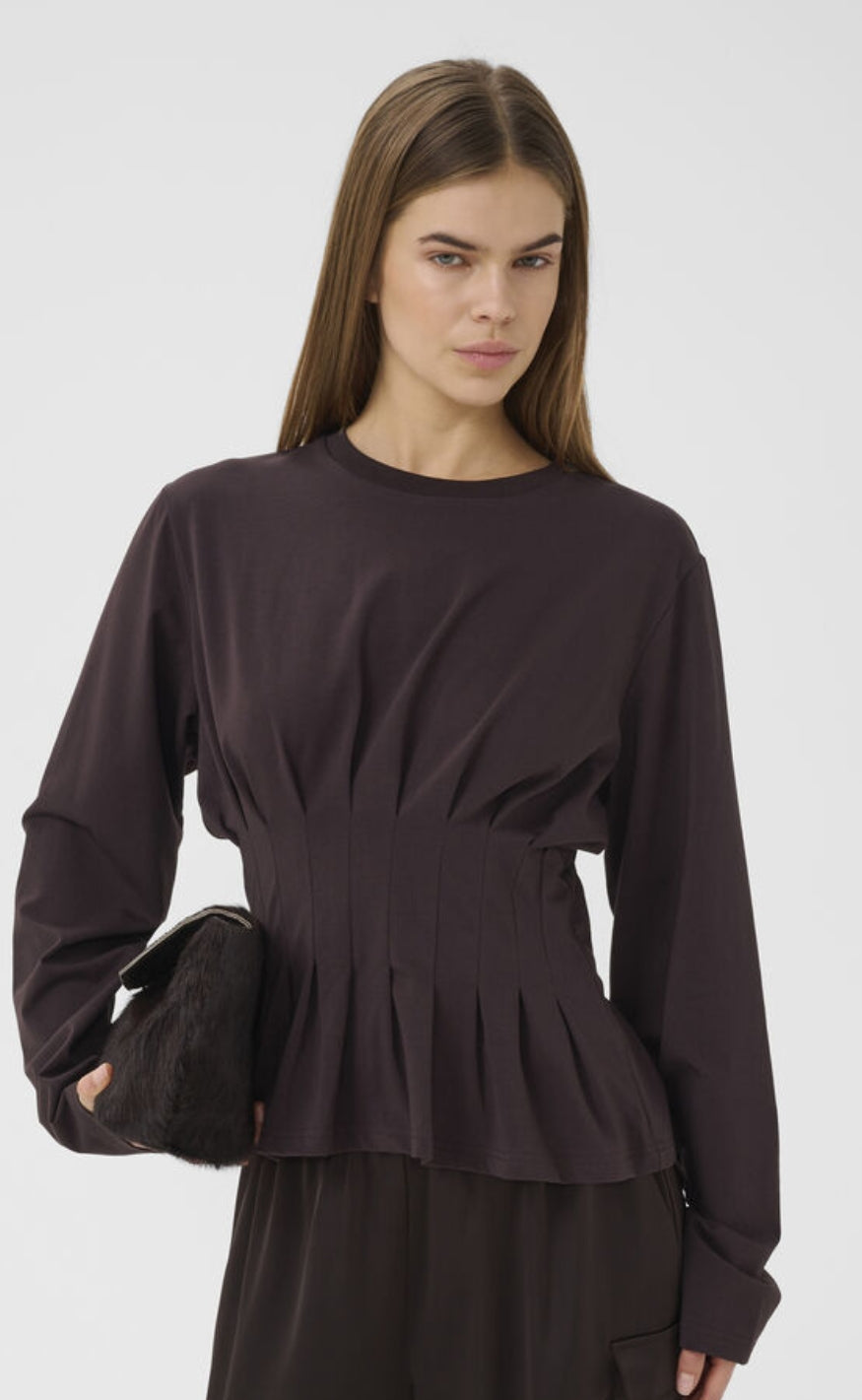 Gestuz Bluse - Inez LS - Ganache
