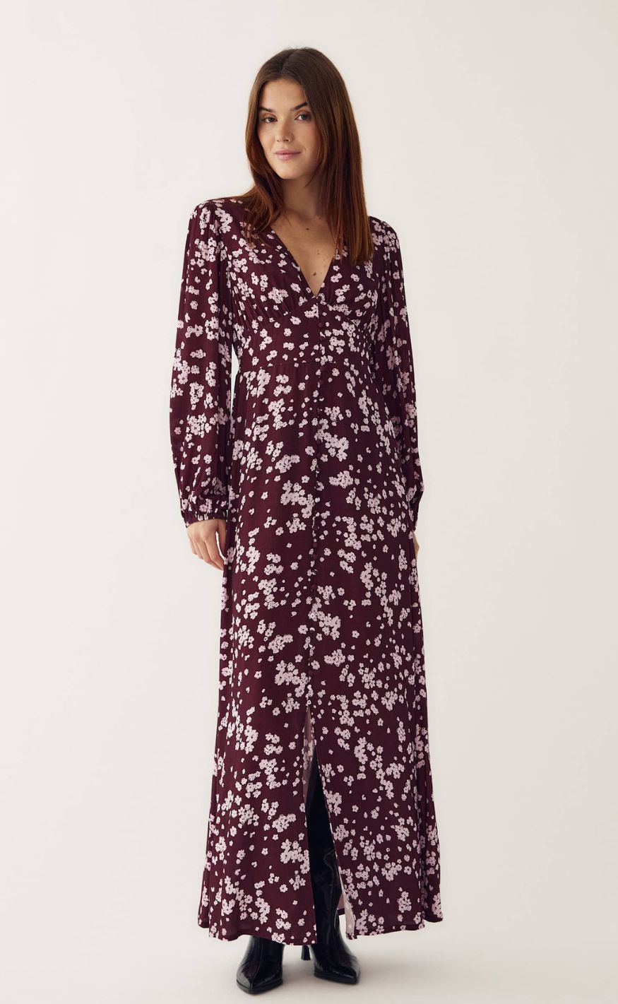 Noella Kjole - Lilith Maxi - Deja Burgundy Print