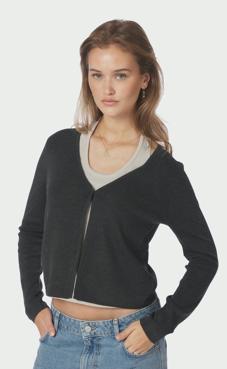 Neo Noir Bluse - Tamina Knit - Antracit