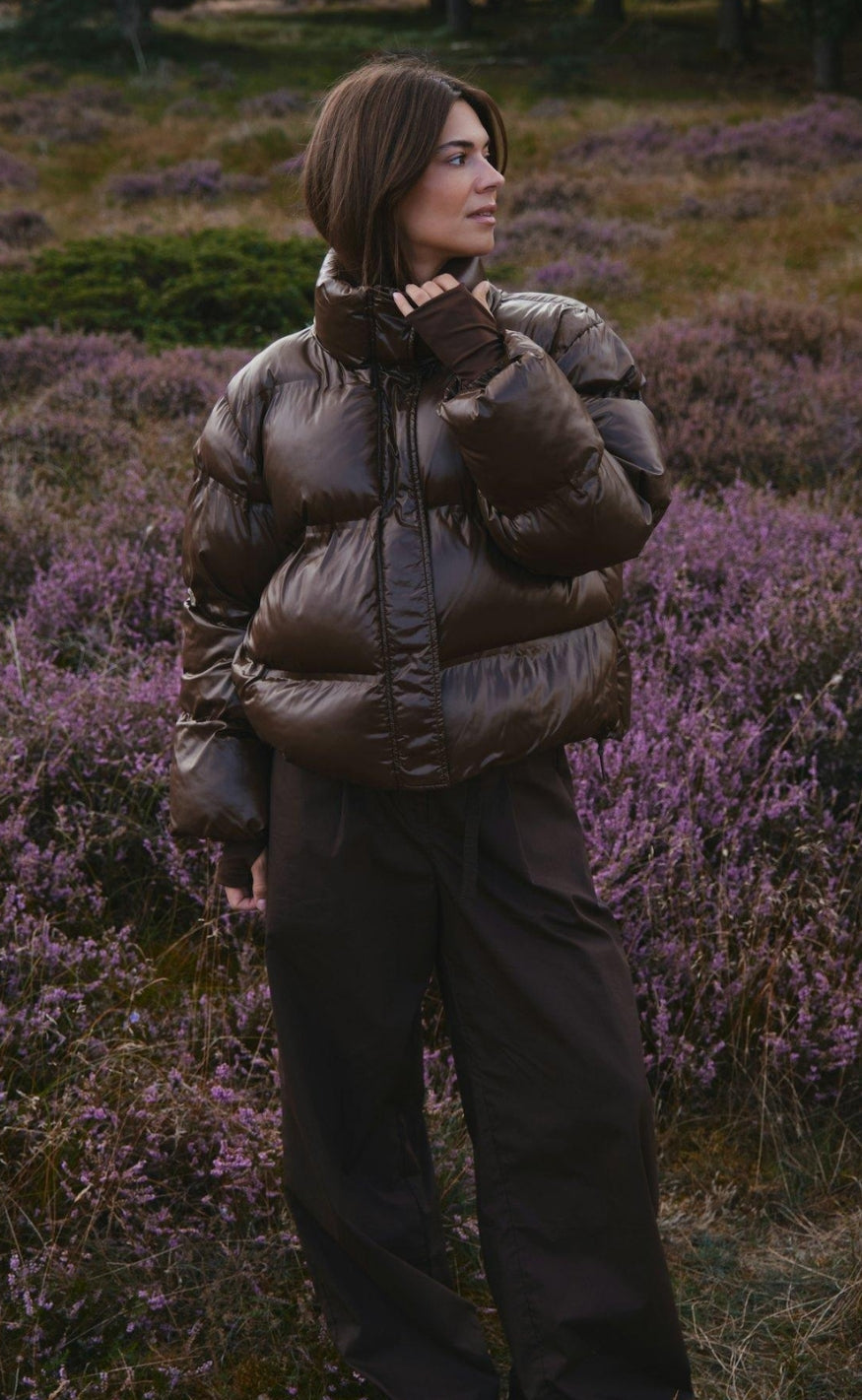 Neo Noir Jakke - Rhea Shiny Puffer - Chocolate Brown