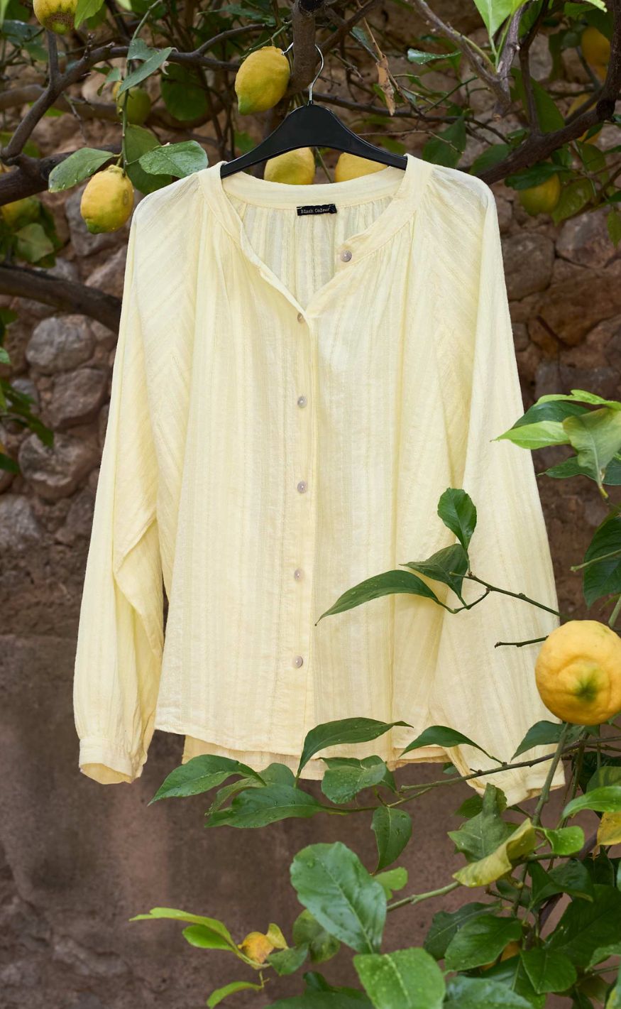 Black Colour Bluse - Emilia - Lt. Yellow