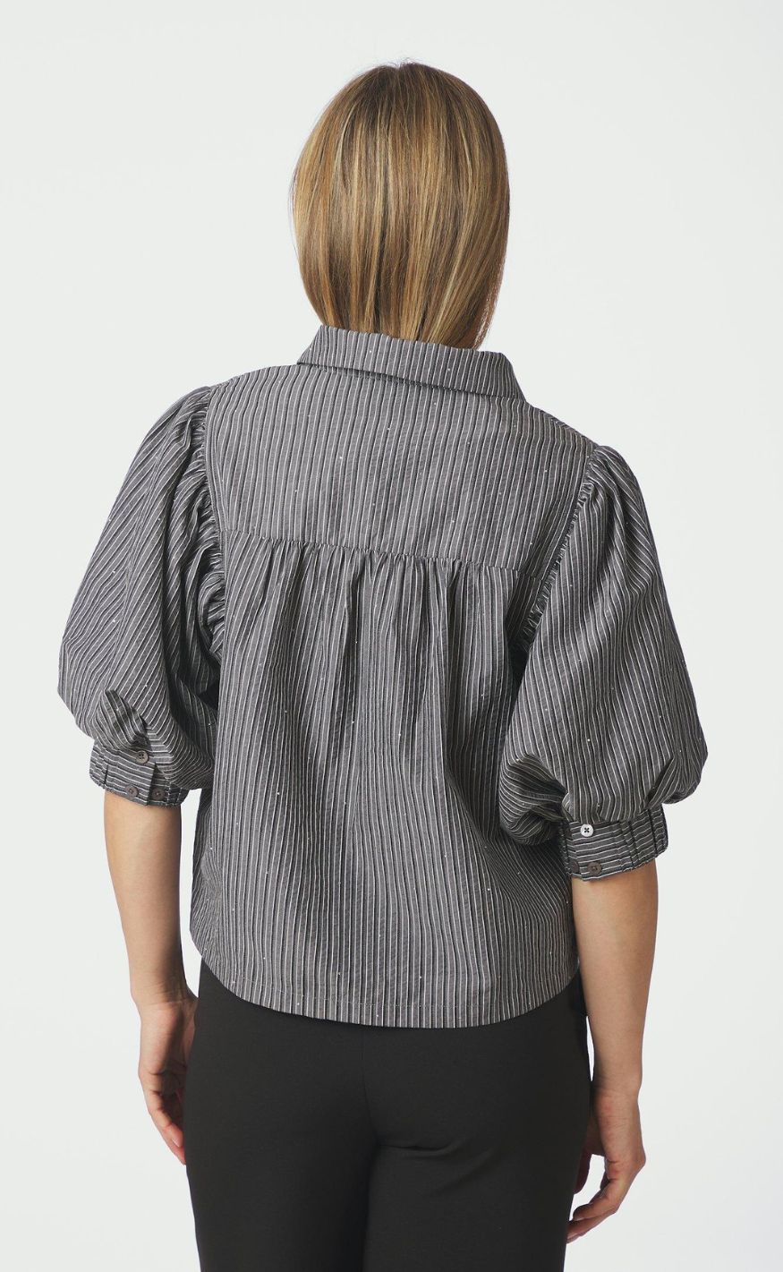 Neo Noir Skjorte - Etta Stripe B - Dark Grey