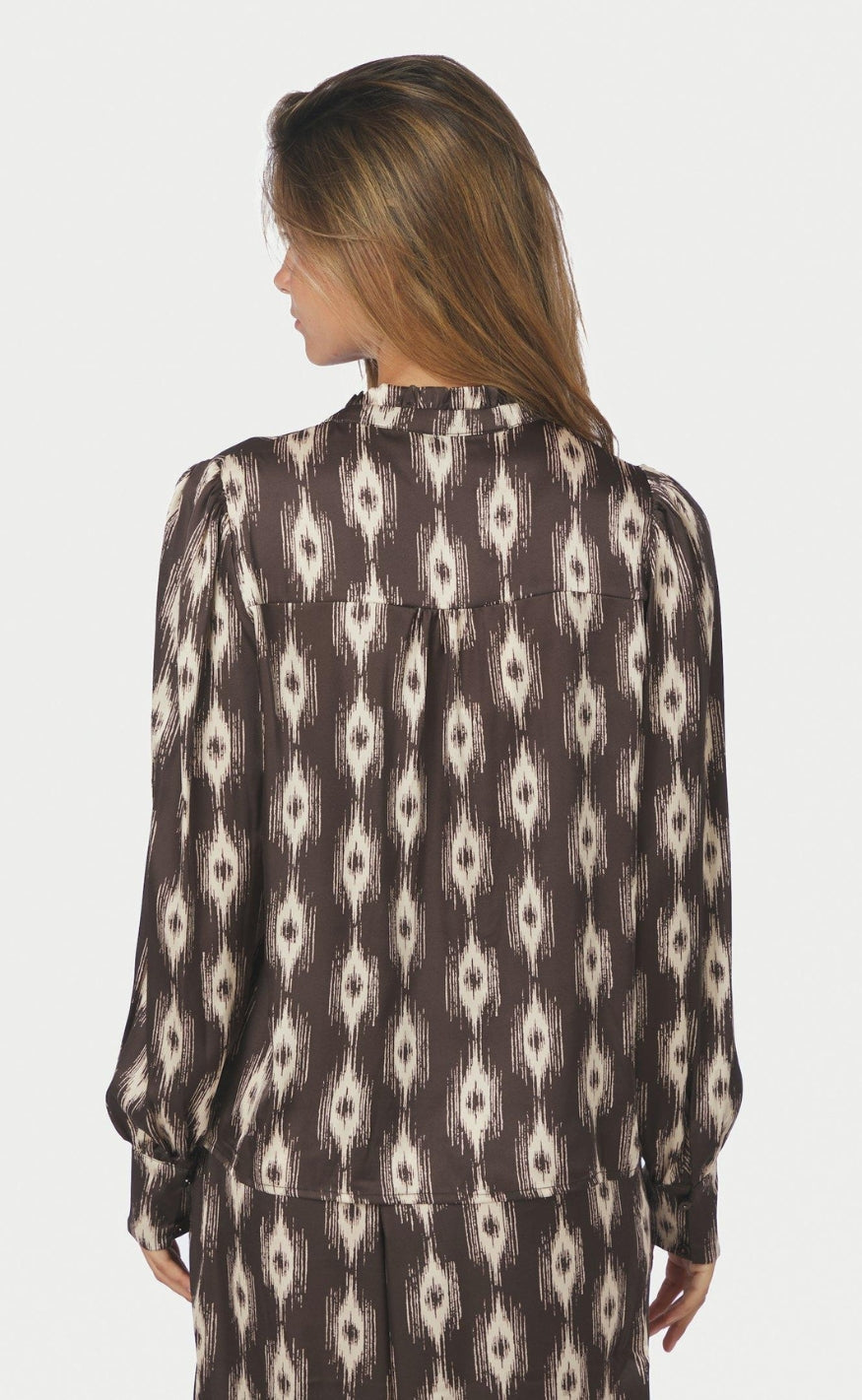 Neo Noir Bluse - Massima Ikat - Dark Brown