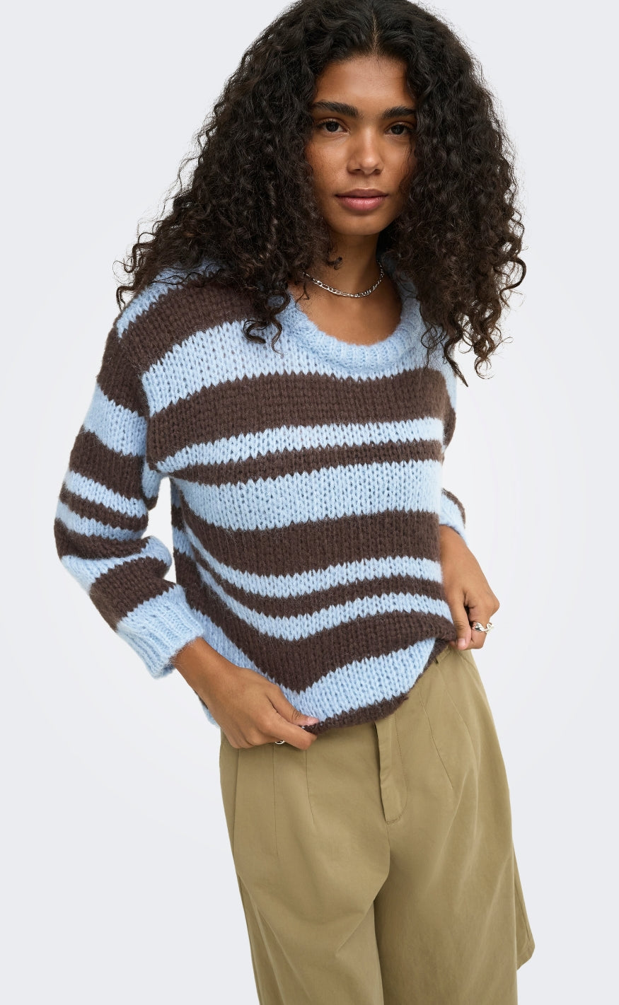 ONLY Genser - Nordic - Dusty Blue Block/Coffee Bean