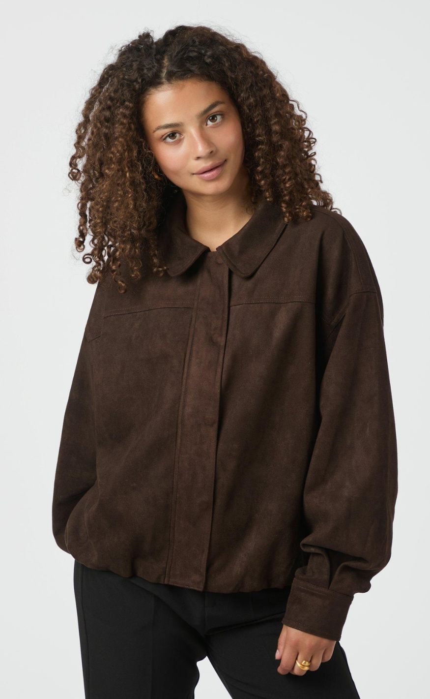 Neo Noir Jakke - Rubby Faux Suede - Dark Brown
